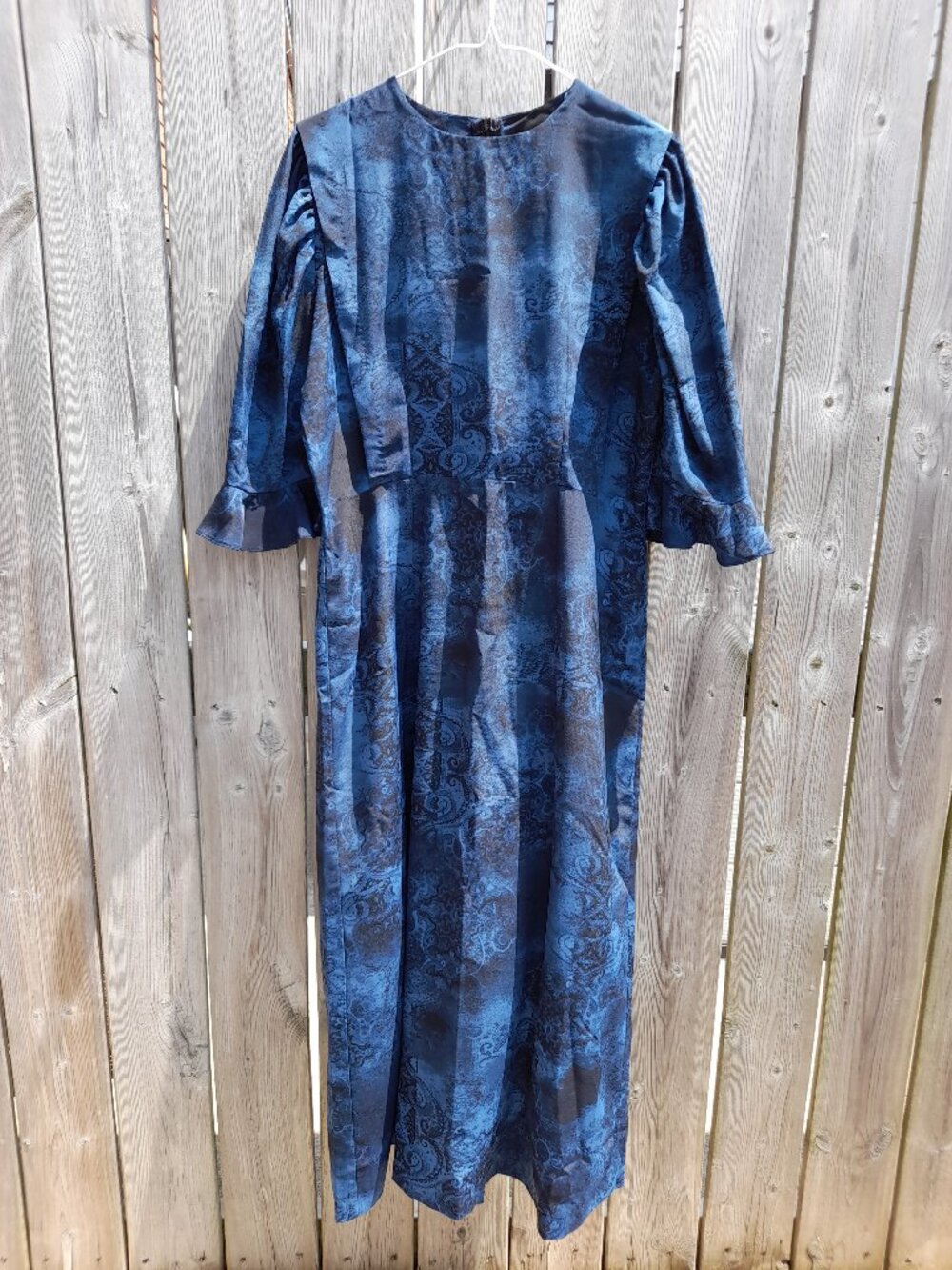 Mennonite Cape Dress 40" Bust 32" Waist Vintage Blue Handmade